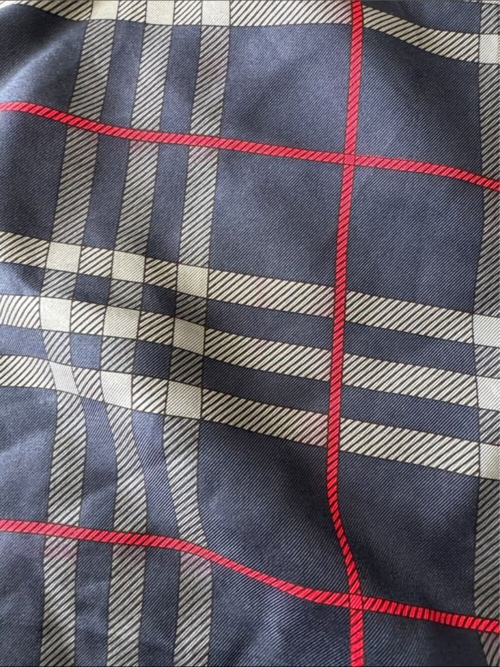 Vintage Burberry Silk Scarf Navy Plaid Nova Check Square Classic Luxury - Picture 5 of 16